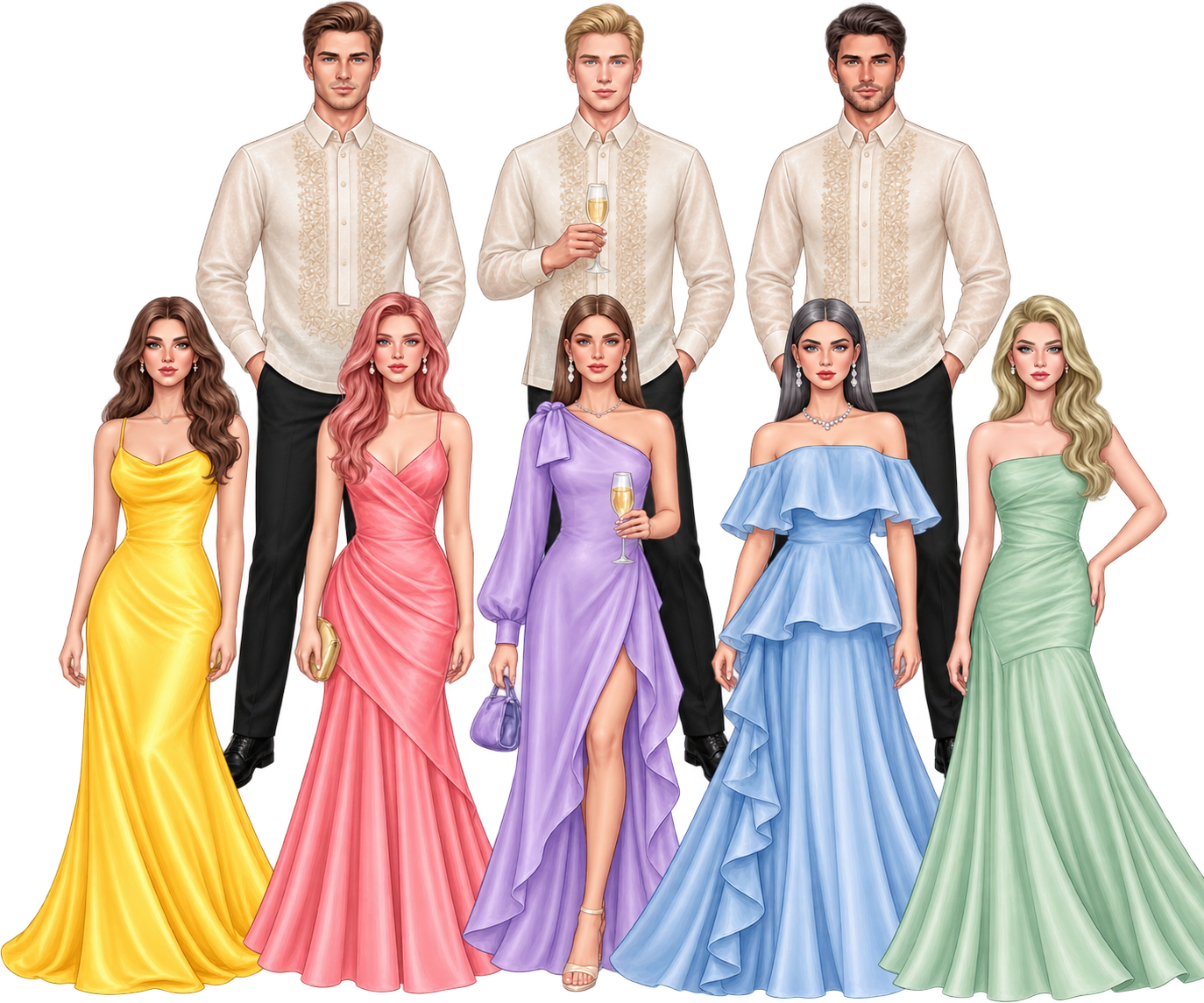 Wedding dress code inspiration — pastel formal attire
